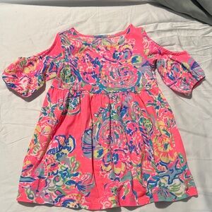 Lilly Pulitzer Girls' Pink Floral Cold-Shoulder Dress